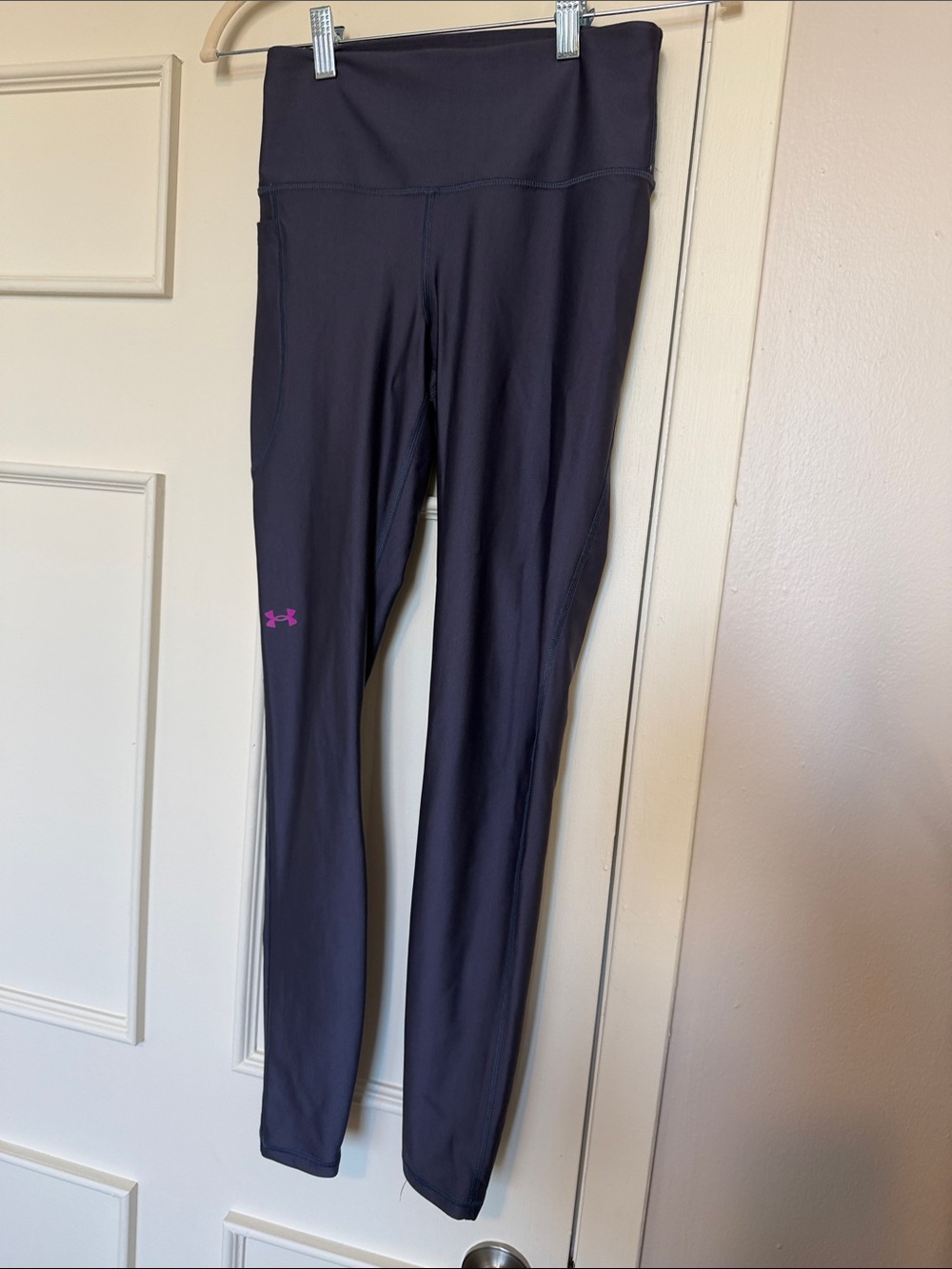 Under Armour Girls Purple Leggings with Pink Logo
